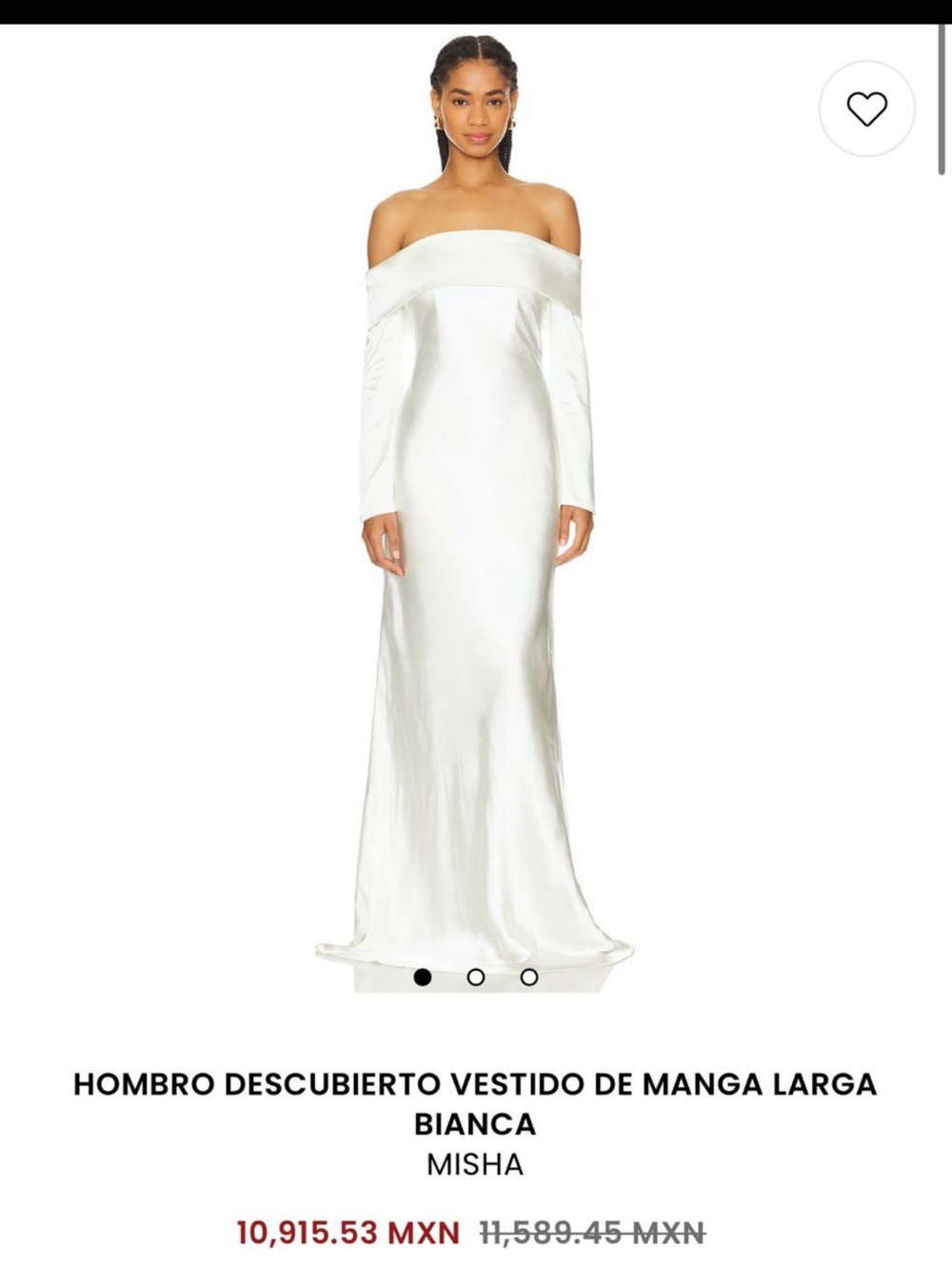 Mishka Cream Off-Shoulder Long Sleeve Gown